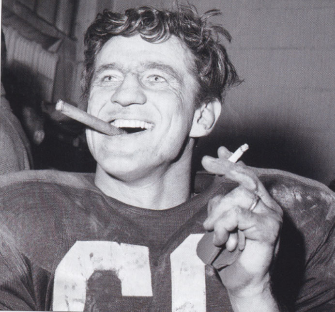 Chuck Bednarik Celebrating With A Cigar